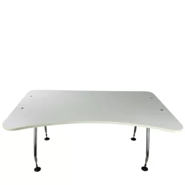   Fehér 160 x 80 cm ergonomikus íróasztal krómozott fém lábakkal
