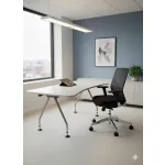 Fehér 160 x 80 cm ergonomikus íróasztal krómozott fém lábakkal