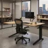 Steelcase 140 x 100 cm Bükk mintázatú íróasztal - bal