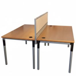   Neudörfler Double Desk Island (160 x 80 cm) with Beige Privacy Screen