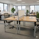 Neudörfler Double Desk Island (160 x 80 cm) with Beige Privacy Screen