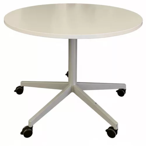 Steelcase 100 x 76 cm körasztal, kerekasztal, gurulós — fehér