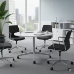 Steelcase 100 x 76 cm körasztal, kerekasztal, gurulós — fehér
