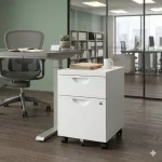 Fehér 2 fiókos fém irodai konténer, tároló