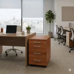 4 fiókos dió színű irodai konténer, tároló