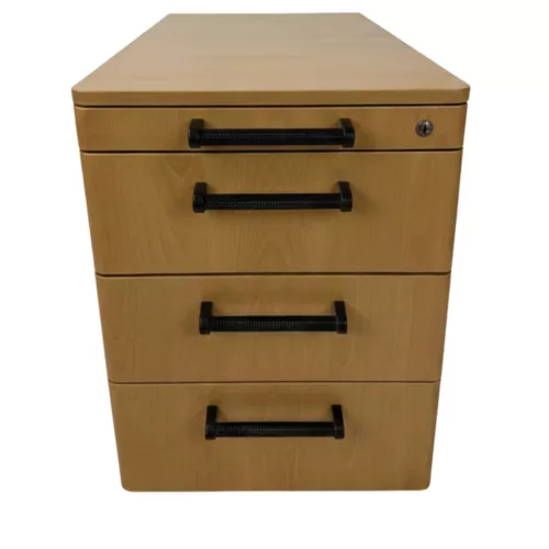 Bükk mintázatú, 4 fiókos konténer fekete fogantyúkkal