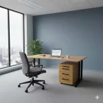 Bükk mintázatú, 4 fiókos konténer fekete fogantyúkkal