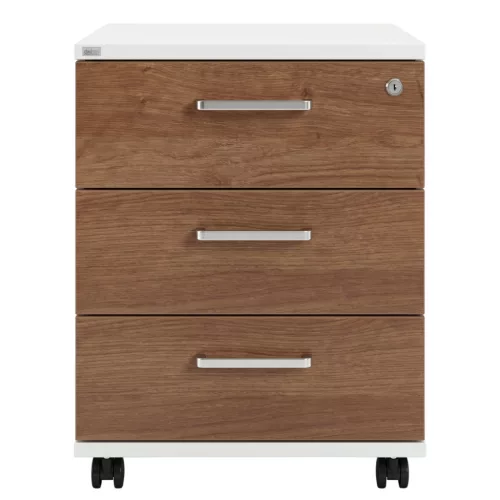 Sedus gurulós irodai konténer – 3 fiókos, fa hatású előlappal