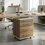 Maro gurulós irodai konténer – 4 fiókos, diófa hatású előlappal