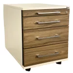 Maro gurulós irodai konténer – 4 fiókos, diófa hatású előlappal