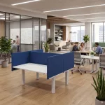 Kék színű asztali paraván — oldalra