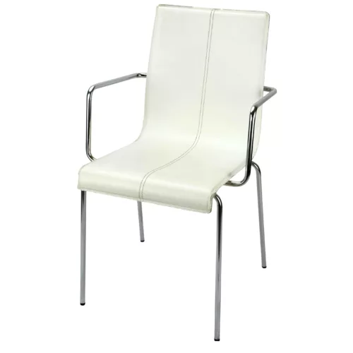 Pedrali Kuadra bőrszék, krómozott karfás