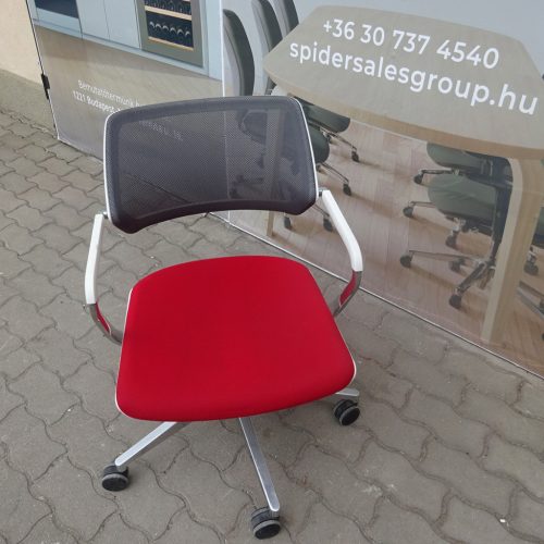 Steelcase QiVi gurulós tárgyalószék, piros-szürke színű