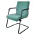 Zöld színű szánkótalpas tárgyalószék, karfás
