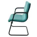 Zöld színű szánkótalpas tárgyalószék, karfás