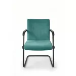 Zöld színű szánkótalpas tárgyalószék, karfás