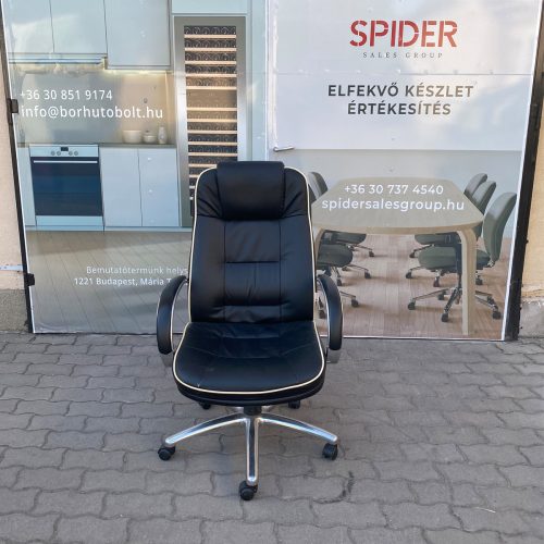 Fekete műbőr gurulós szék, irodai forgószék