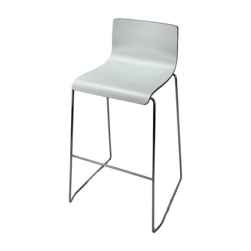 White plywood bar stool with metal legs