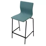 Materia Neo Lite Bar Stool – Light Blue Upholstery, Black Steel Base