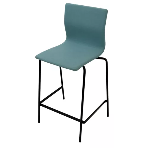Materia Neo Lite Bar Stool – Light Blue Upholstery, Black Steel Base