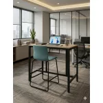 Materia Neo Lite Bar Stool – Light Blue Upholstery, Black Steel Base