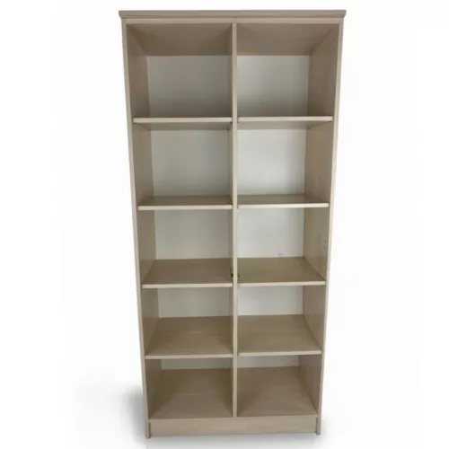 Világos juhar színű nyitott irodai szekrény 10 tárolórekesszel